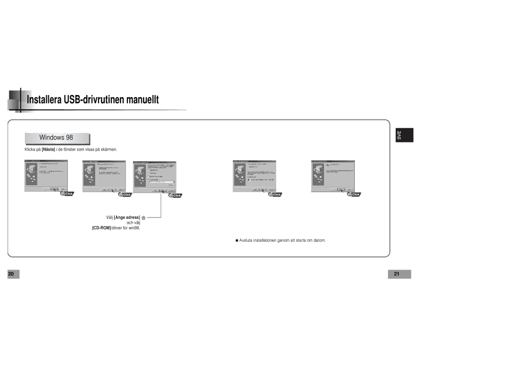 Samsung YP60V1/ELS manual Installera USB-drivrutinen manuellt, Windows 