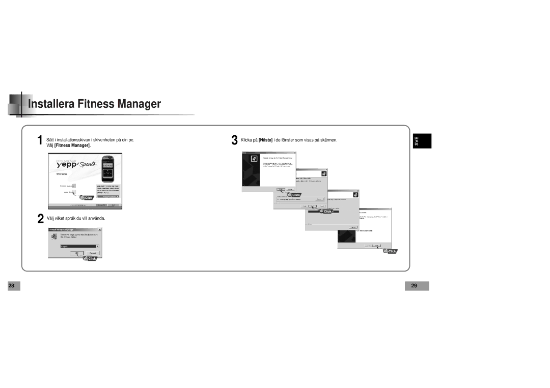 Samsung YP60V1/ELS manual Installera Fitness Manager 