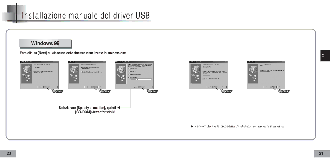 Samsung YP60V2/ELS Installazione manuale del driver USB, Windows 