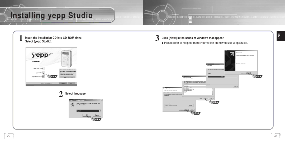 Samsung YP780V1/ELS manual Installing yepp Studio, Select yepp Studio 