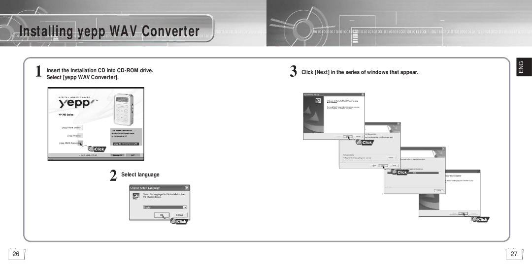 Samsung YP780V1/ELS manual Installing yepp WAV Converter 