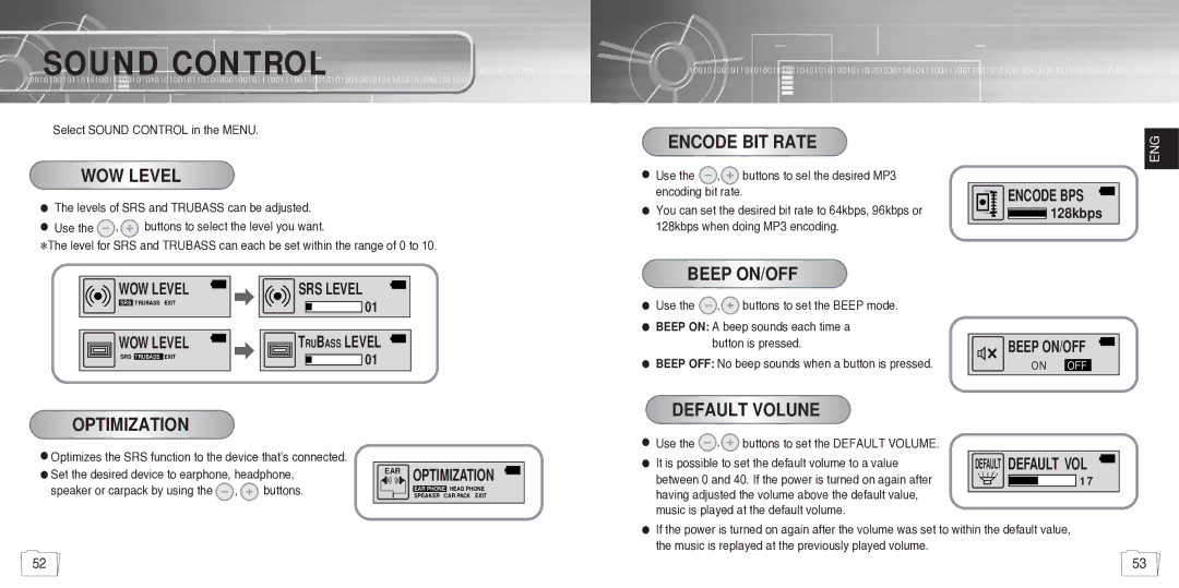 Samsung YP780V1/ELS manual Sound Control 