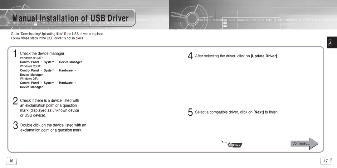 Samsung YP780V1/ELS manual Manual Installation of USB Driver 