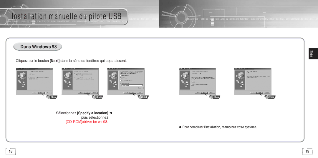 Samsung YP780V1/ELS manual Installation manuelle du pilote USB, Dans Windows 