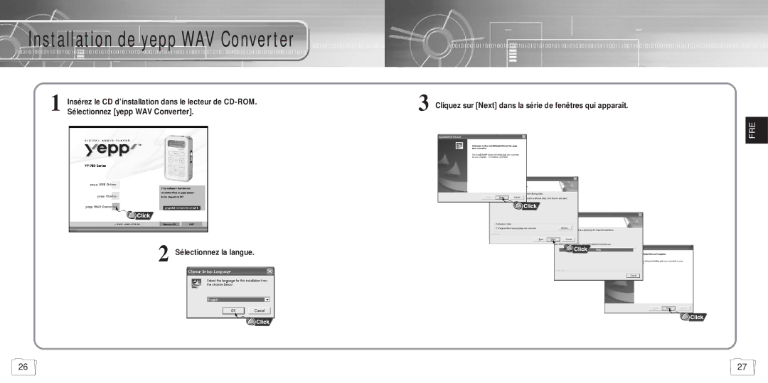 Samsung YP780V1/ELS manual Installation de yepp WAV Converter 