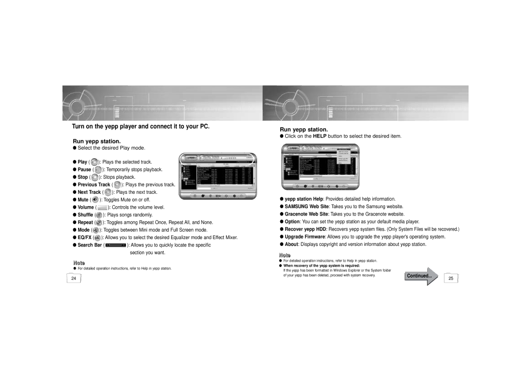 Samsung YP900GS2/ELS manual Select the desired Play mode 