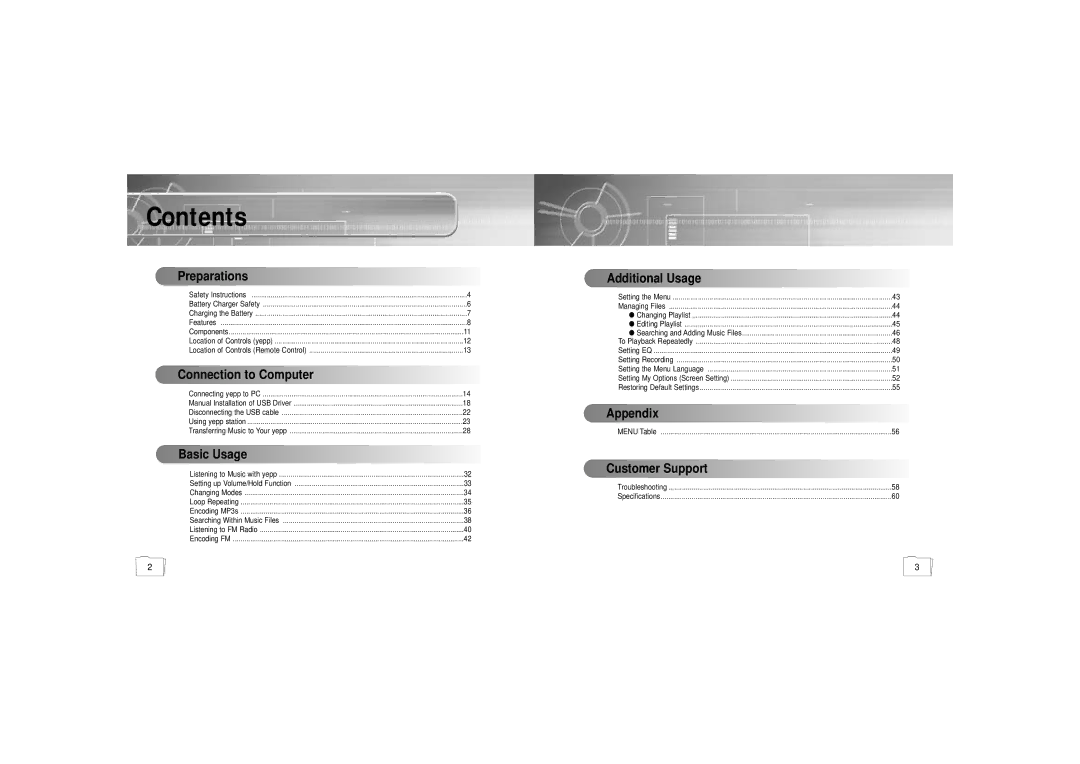 Samsung YP900GS2/ELS manual Contents 