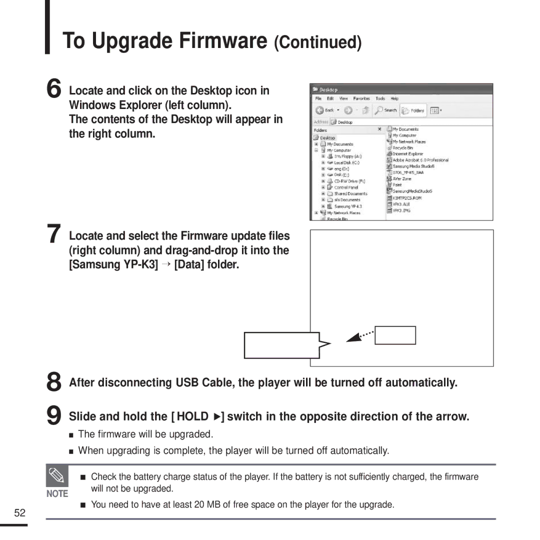 Samsung YPK3JSE, 20080218091404546 manual Contents of the Desktop will appear in the right column 