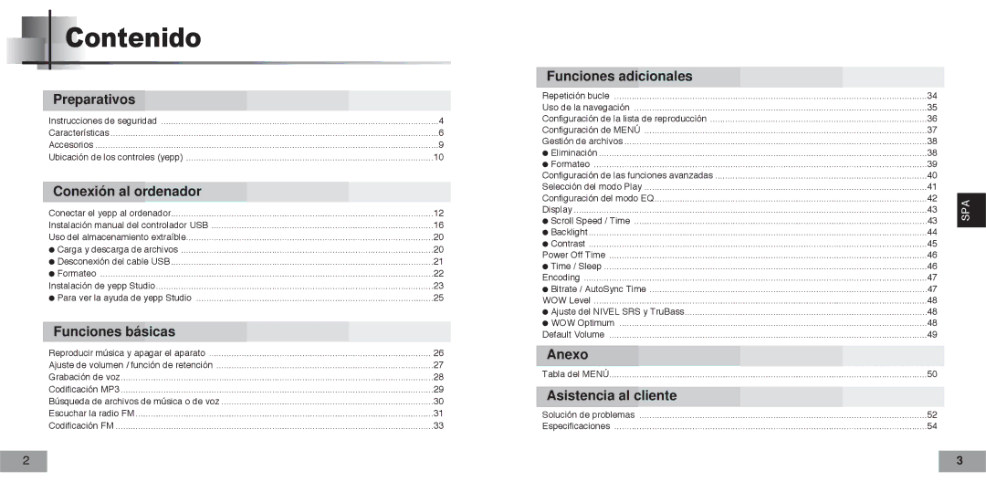 Samsung YPT5H2/ELS, YPT5V2/ELS manual Contenido, Conexión al ordenador 