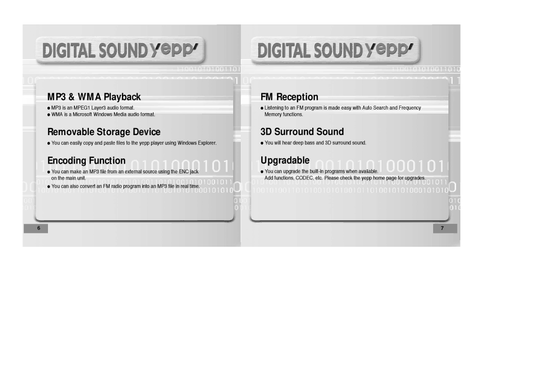 Samsung YPT5V1/ELS, YPT5H2/ELS, YPT5H1/ELS, YPT5V2/ELS manual MP3 & WMA Playback 