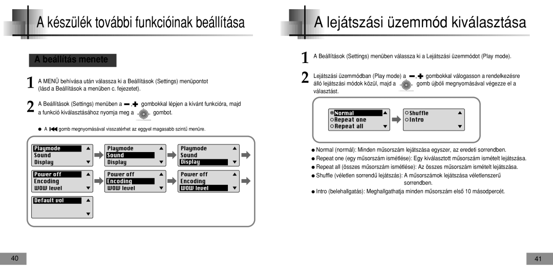 Samsung YPT5H2/ELS, YPT5V1/ELS, YPT5H1/ELS, YPT5V2/ELS manual Beállítás menete 