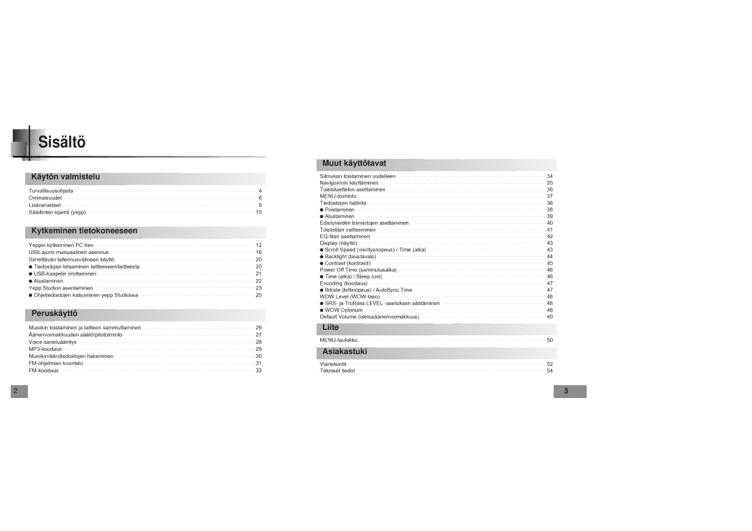 Samsung YPT5V1/ELS manual Sisältö, Kytkeminen tietokoneeseen 