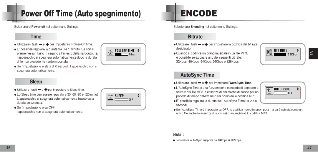 Samsung YPT5V2/ELS manual Bitrate, AutoSync Time Sleep 