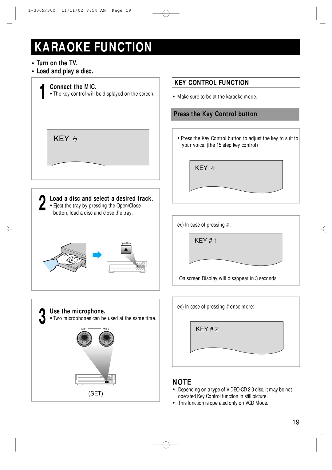 Samsung Z30MEH/ESN, Z30MEH/TTE, Z30SH/TTE manual Karaoke Function, KEY Control Function 