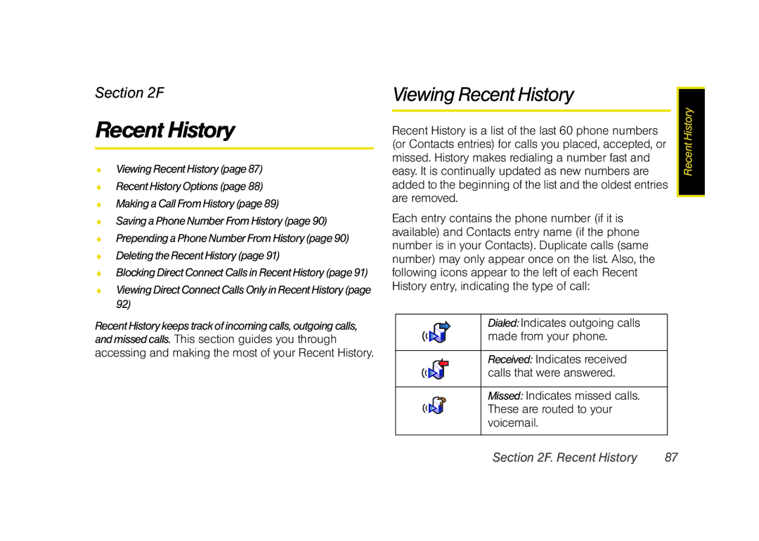 Samsung Z400 manual Viewing Recent History 