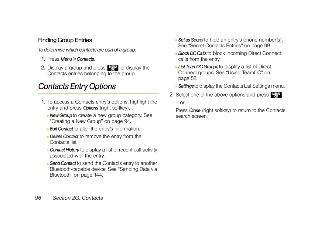 Samsung Z400 manual Contacts Entry Options, Finding Group Entries, Todeterminewhichcontactsarepartofagroup 