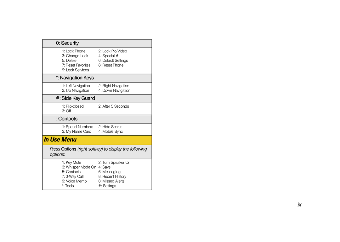 Samsung Z400 manual Security, Options 