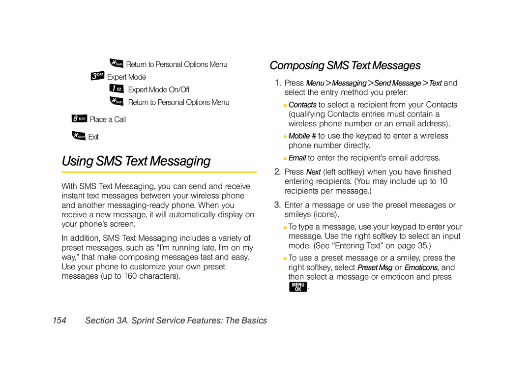 Samsung Z400 manual Using SMS Text Messaging, Composing SMS Text Messages 