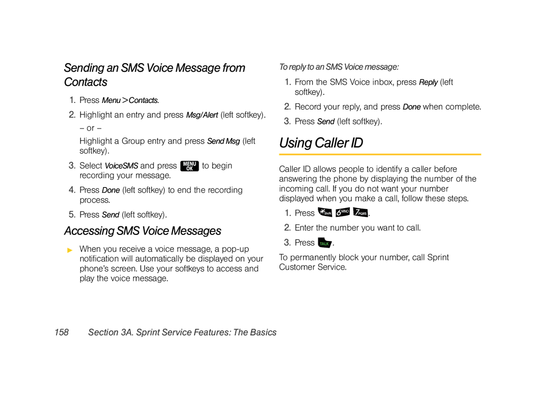 Samsung Z400 manual Using Caller ID, Sending an SMS Voice Message from Contacts, Accessing SMS Voice Messages 