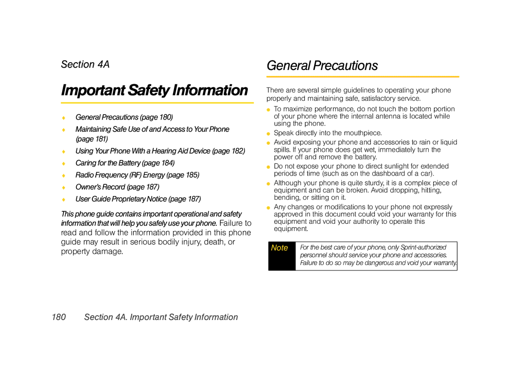 Samsung Z400 manual Important Safety Information, General Precautions,  GeneralPrecautionspage180 