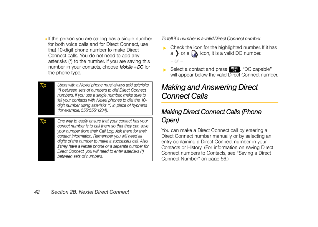 Samsung Z400 manual Making and Answering Direct Connect Calls, Making Direct Connect Calls Phone Open 