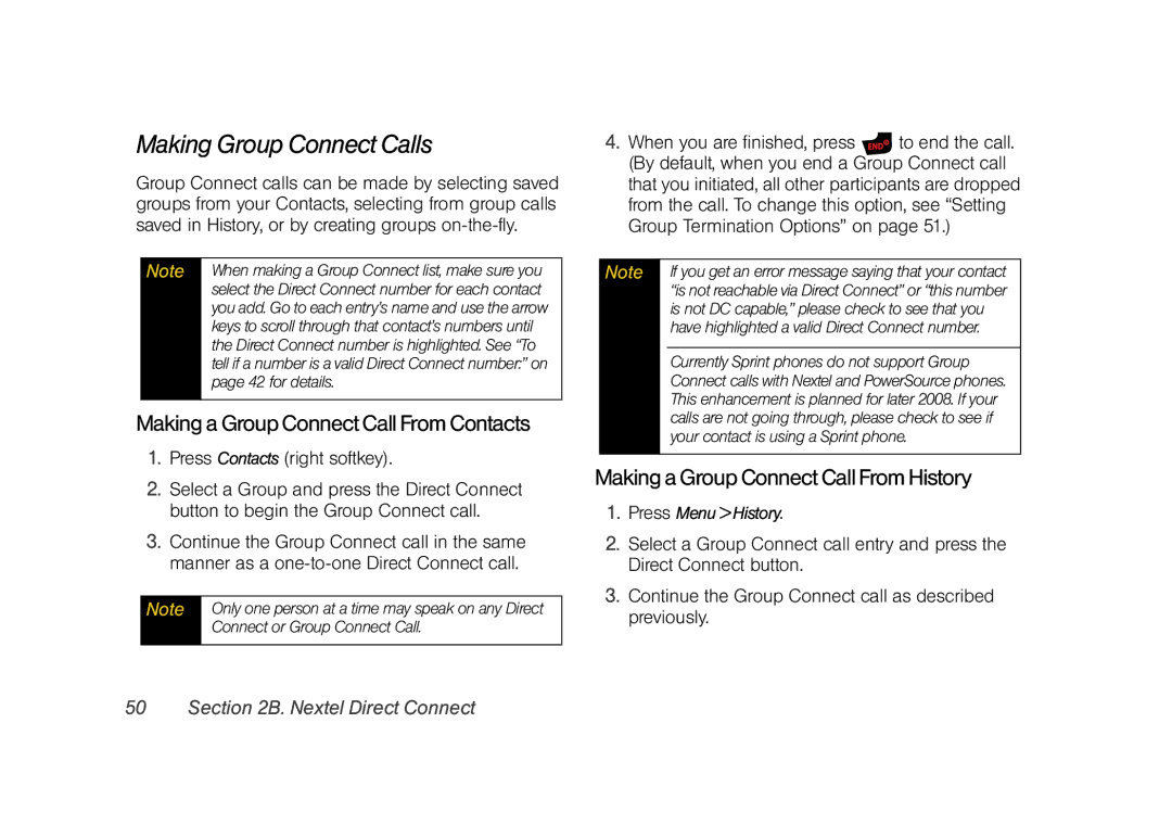 Samsung Z400 manual Making Group Connect Calls, Making a Group Connect Call From Contacts, Press Contacts right softkey 