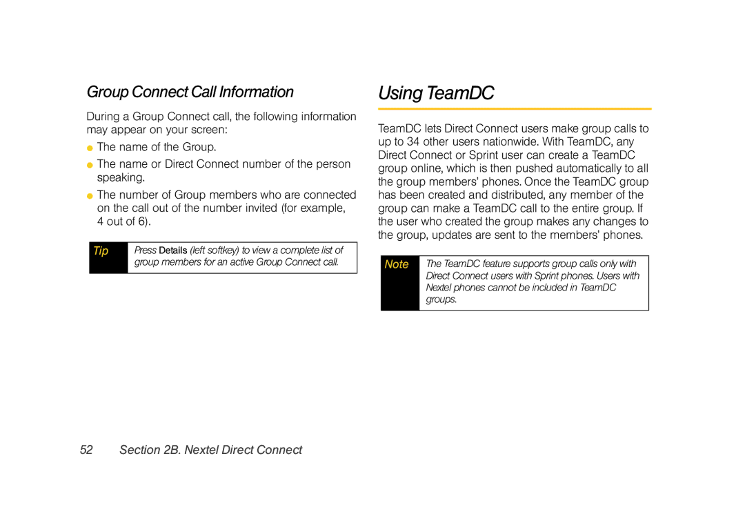 Samsung Z400 manual Using TeamDC, Group Connect Call Information 