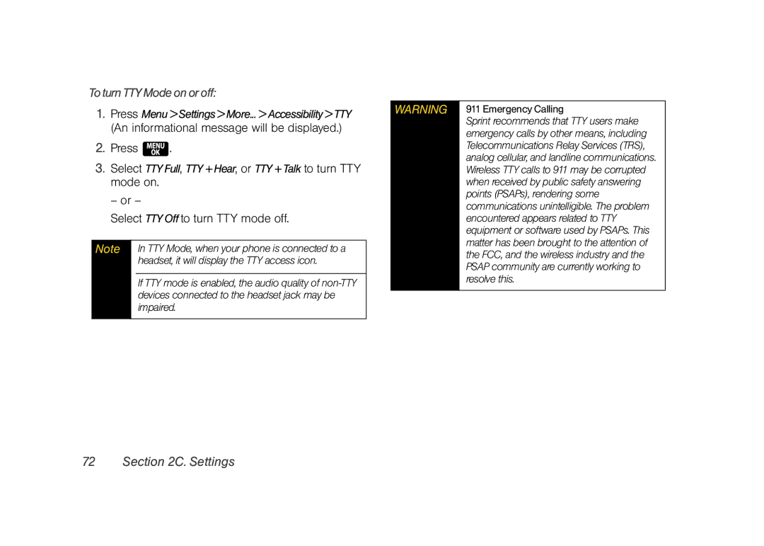 Samsung Z400 manual ToturnTTYModeonoroff, Select TTYOff to turn TTY mode off 