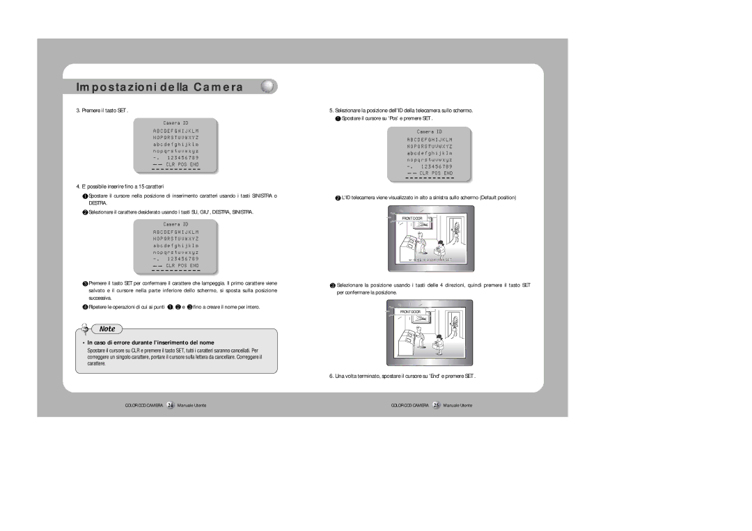 Samsung Z6806-0796-01A manual Premere il tasto SET, Caso di errore durante linserimento del nome 