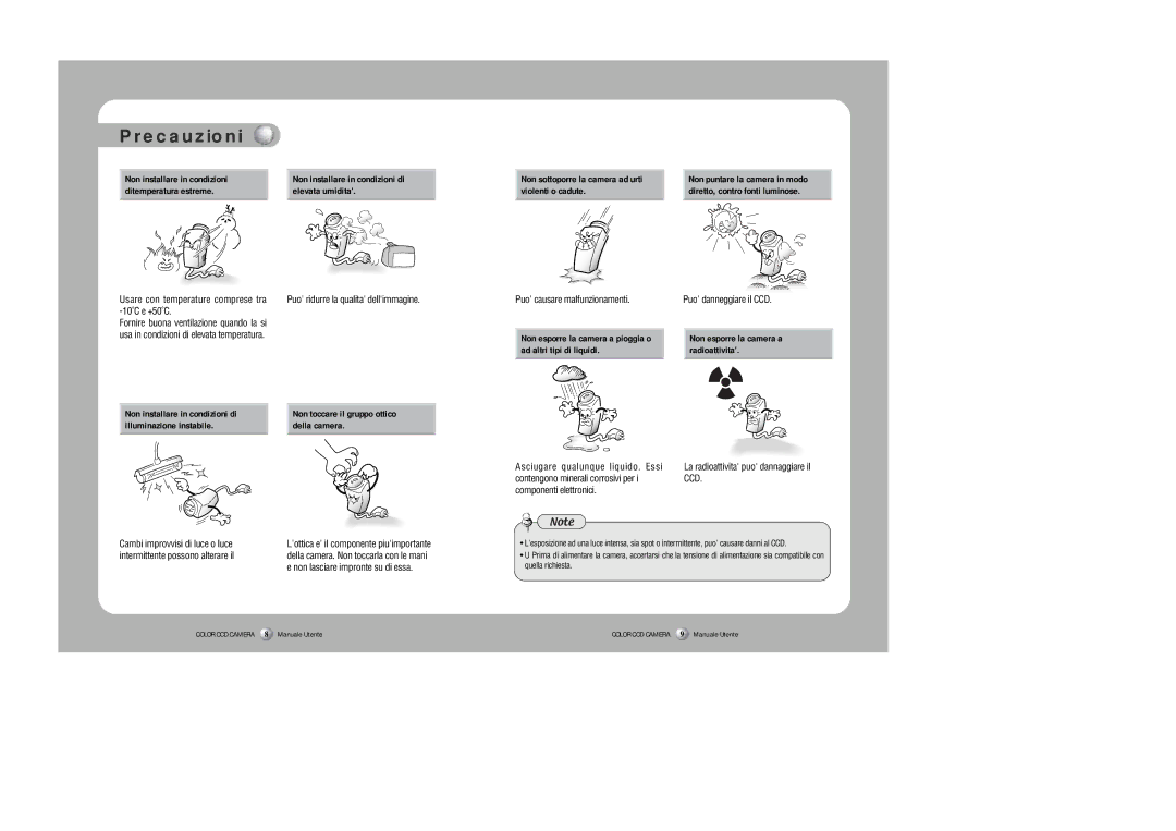 Samsung Z6806-0796-01A manual Precauzioni, Illuminazione instabile Della camera 