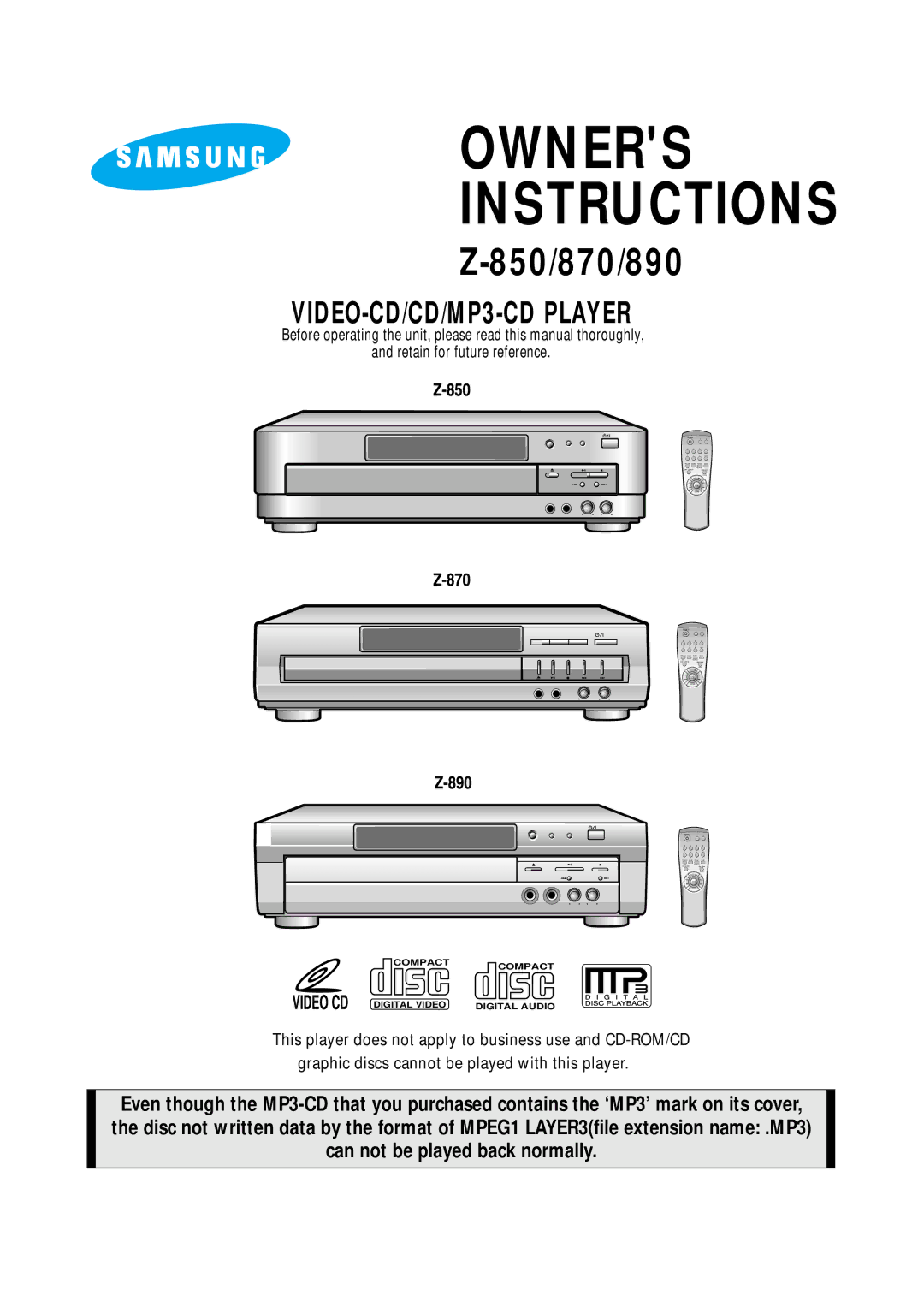 Samsung Z870H/ESN manual Owners Instructions 