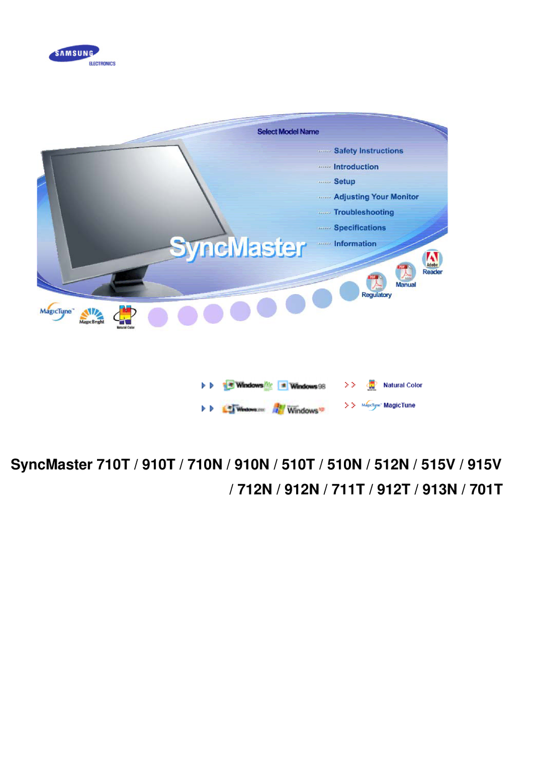 Samsung 710T, 910T, 710N, 910N, 510T, 510N, 512N, 515V, 915V, 712N, 912N, 711T, 912T, 913N, 701T manual 