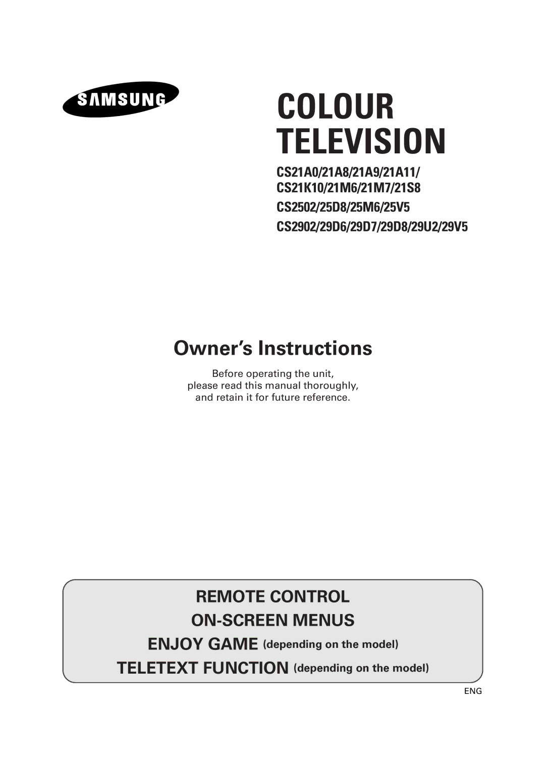 Samsung manual Colour Television 