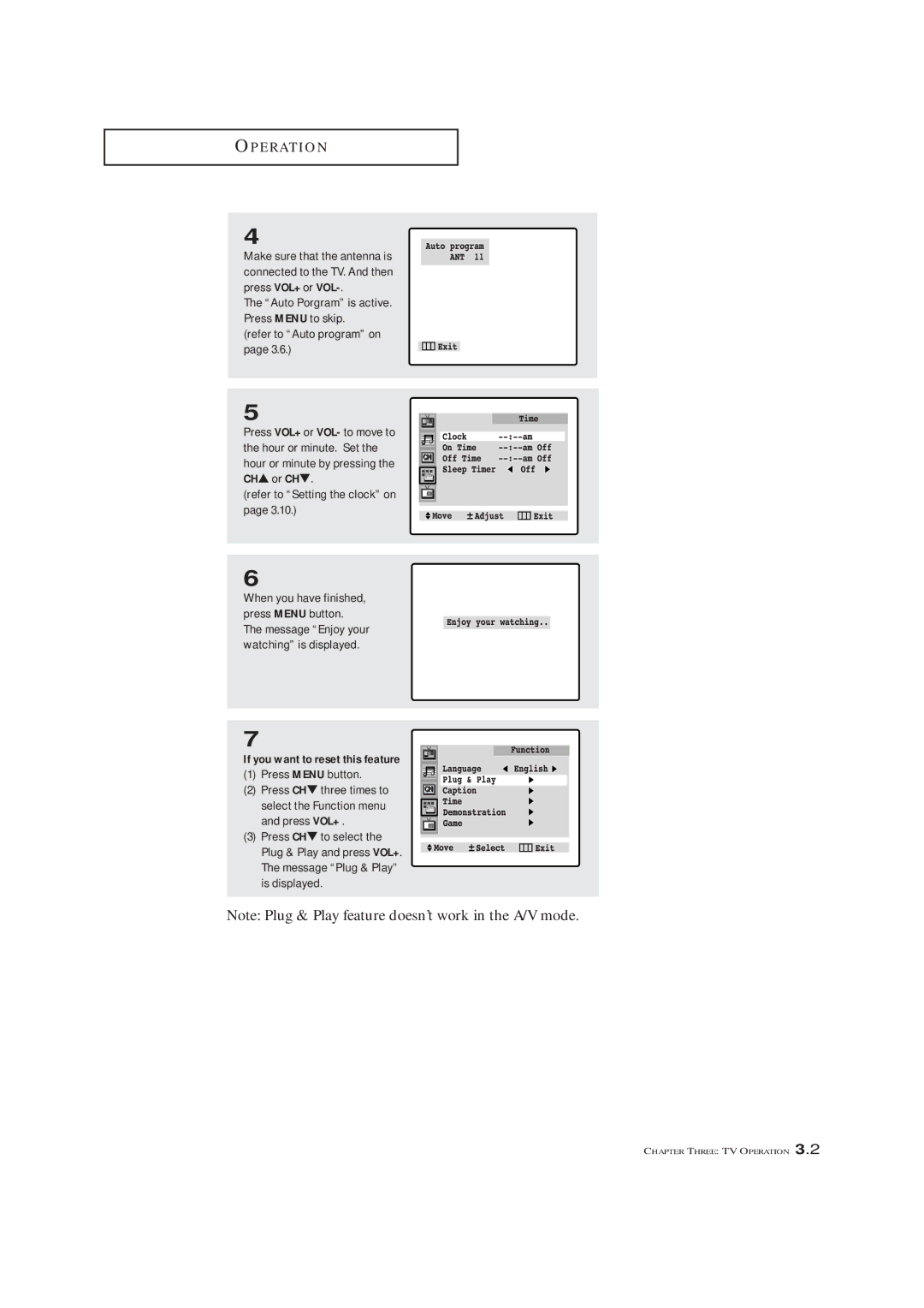 Samsung CL-29A5P, CL-29A5W, CL-29A6P, CL-29A6W, CL-29A7P, CL-29A7W, CL-29M6P, CL-29M6W, CL-34M9P manual Press Menu button 