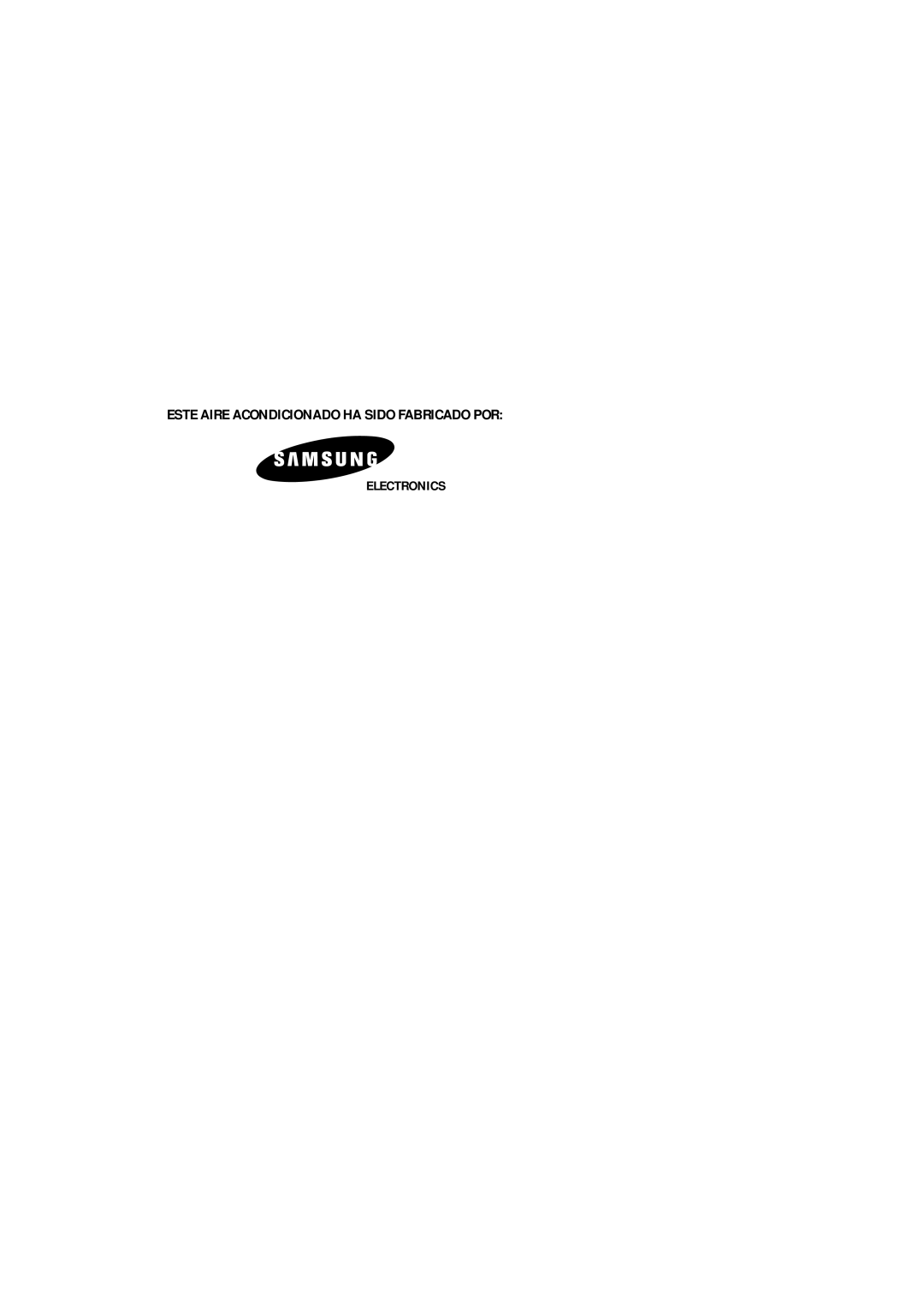 Samsung manual Este Aire Acondicionado Ha Sido Fabricado Por, Electronics 