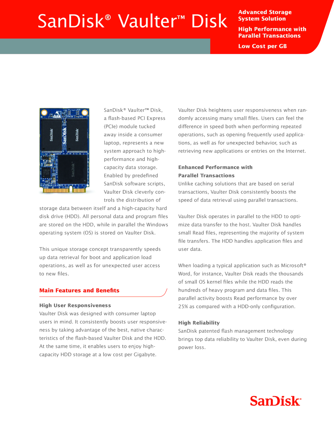 SanDisk 80-11-01491 manual SanDisk Vaulter Disk 