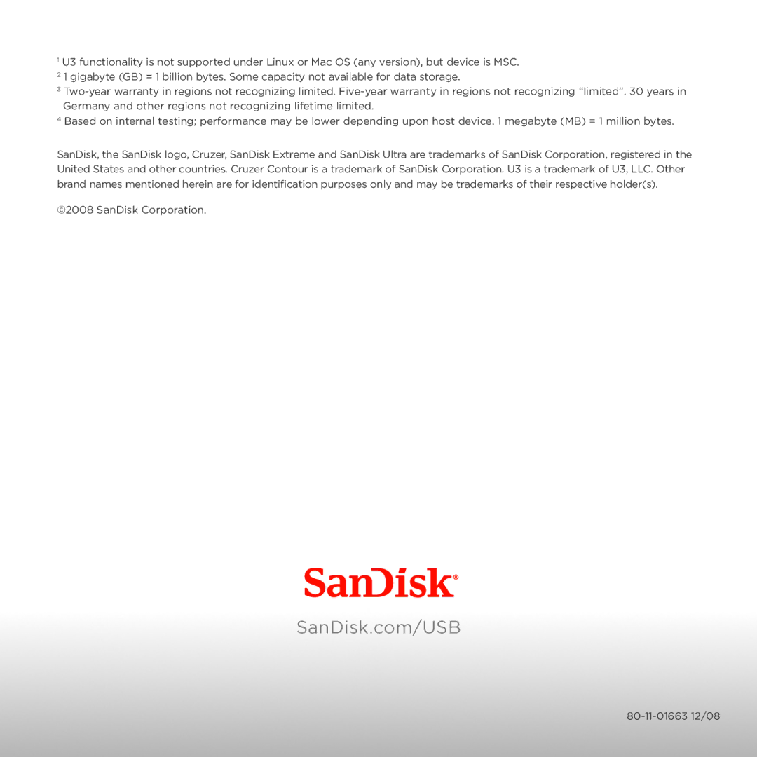 SanDisk 80-11-01663 manual 