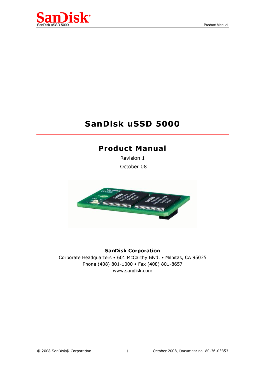 SanDisk 80-36-03353 manual SanDisk uSSD, Product Manual 