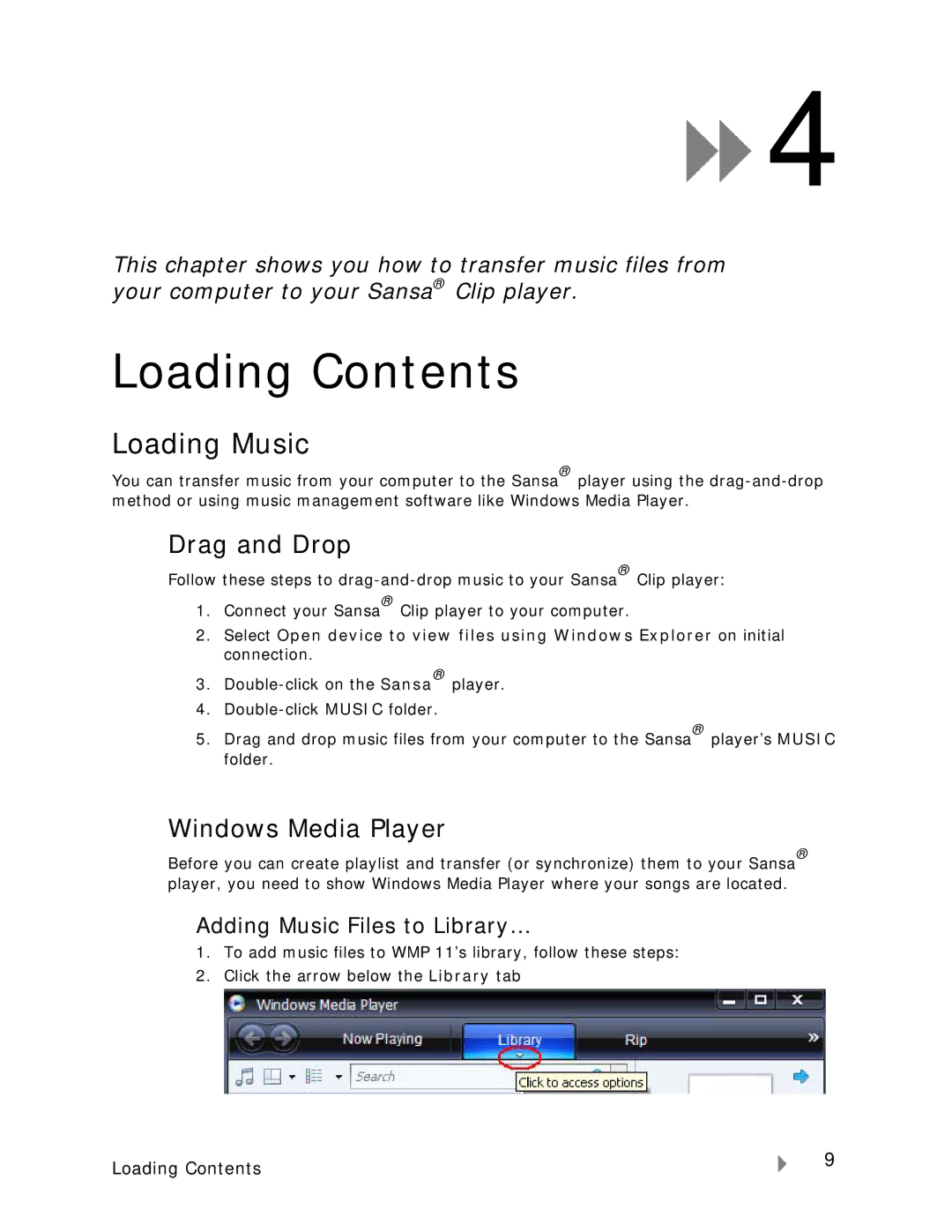 SanDisk Clip-UM608-ENG user manual Loading Contents 