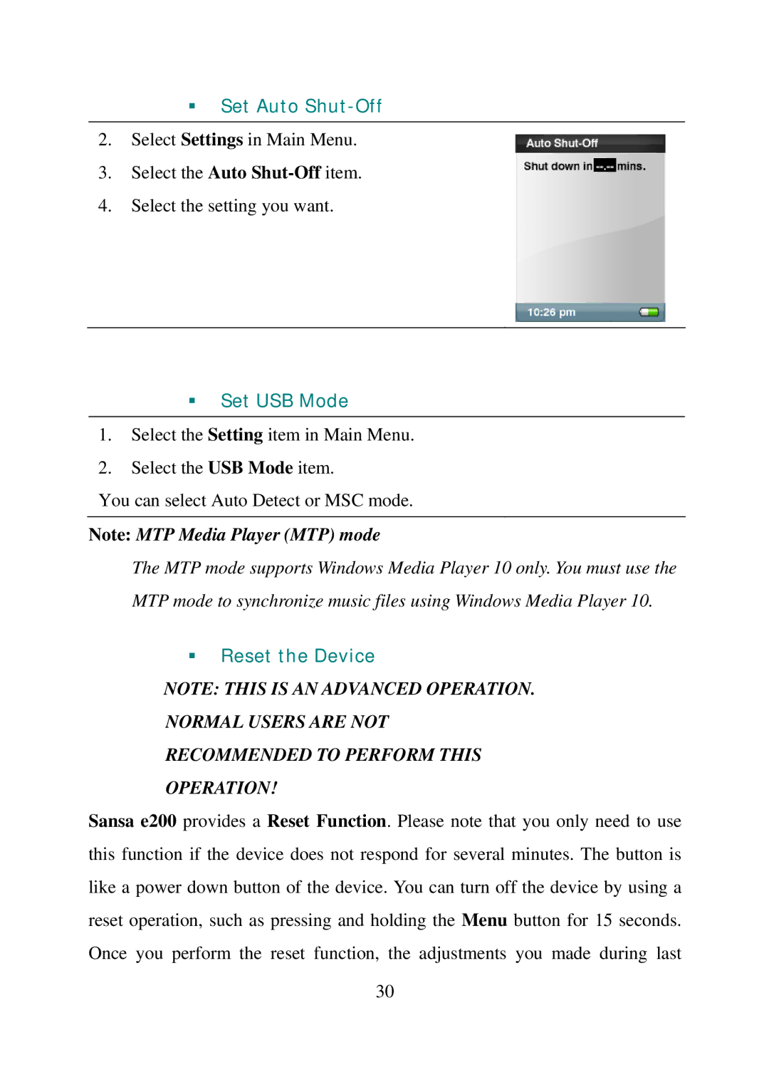 SanDisk e200 manual Normal Users are not Recommended to Perform this Operation 