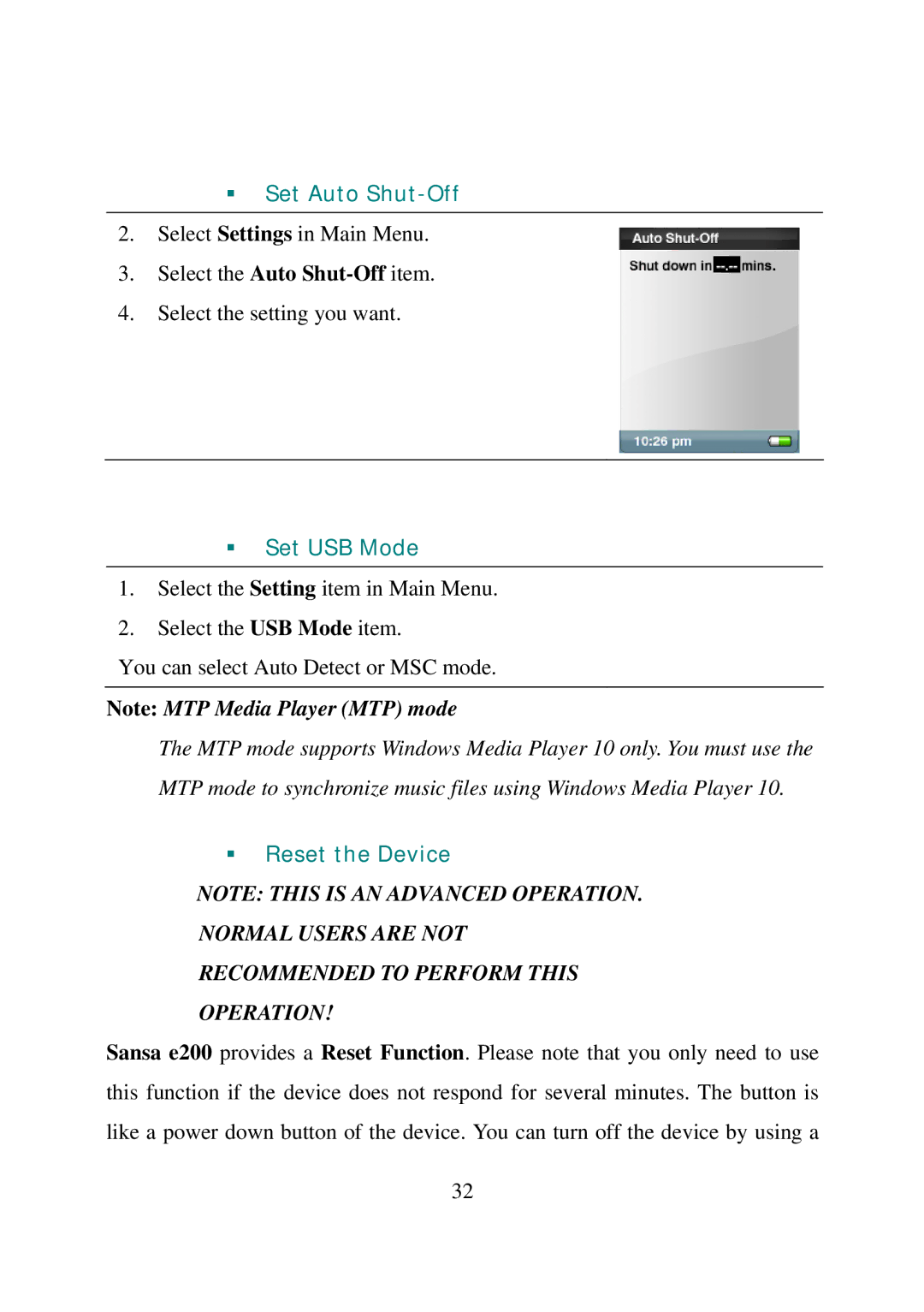 SanDisk e200 manual Normal Users are not Recommended to Perform this Operation 