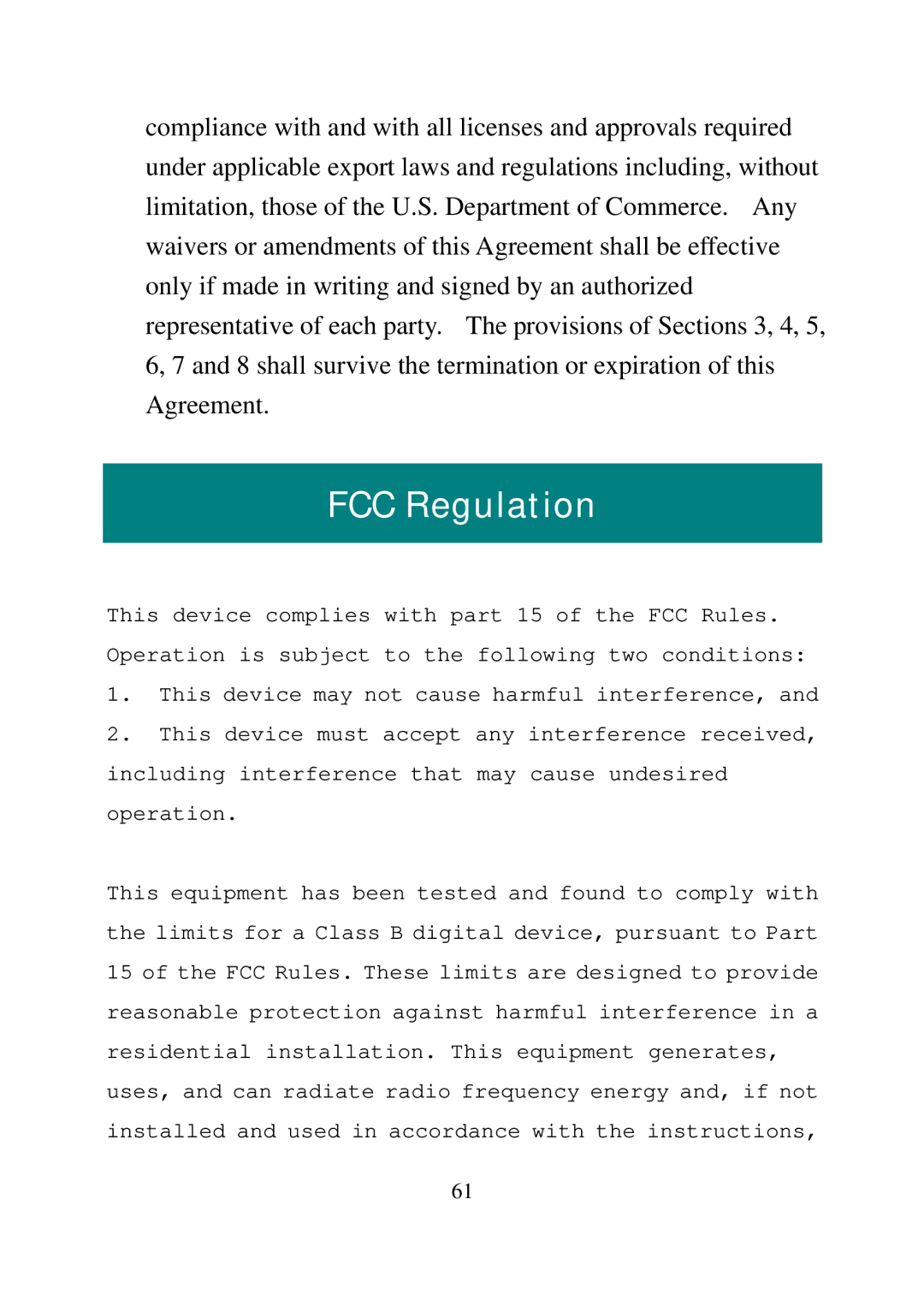 SanDisk E200R manual FCC Regulation 