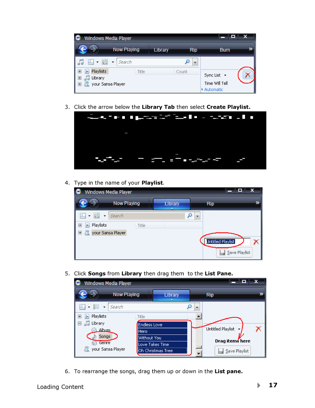 SanDisk FUZE-UM809-ENG user manual Loading Content 