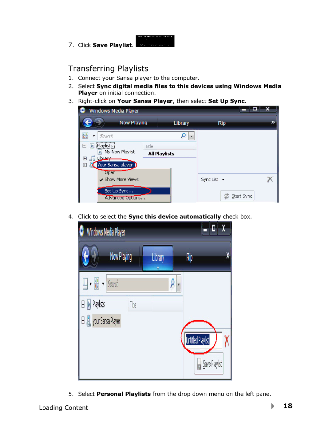 SanDisk FUZE-UM809-ENG user manual Transferring Playlists, Click Save Playlist 