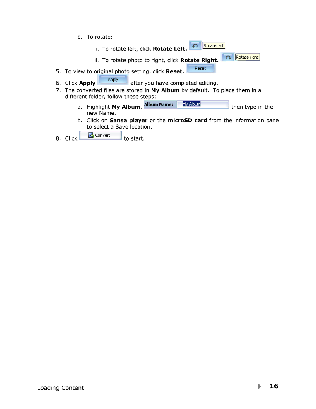 SanDisk Fuze user manual Loading Content 