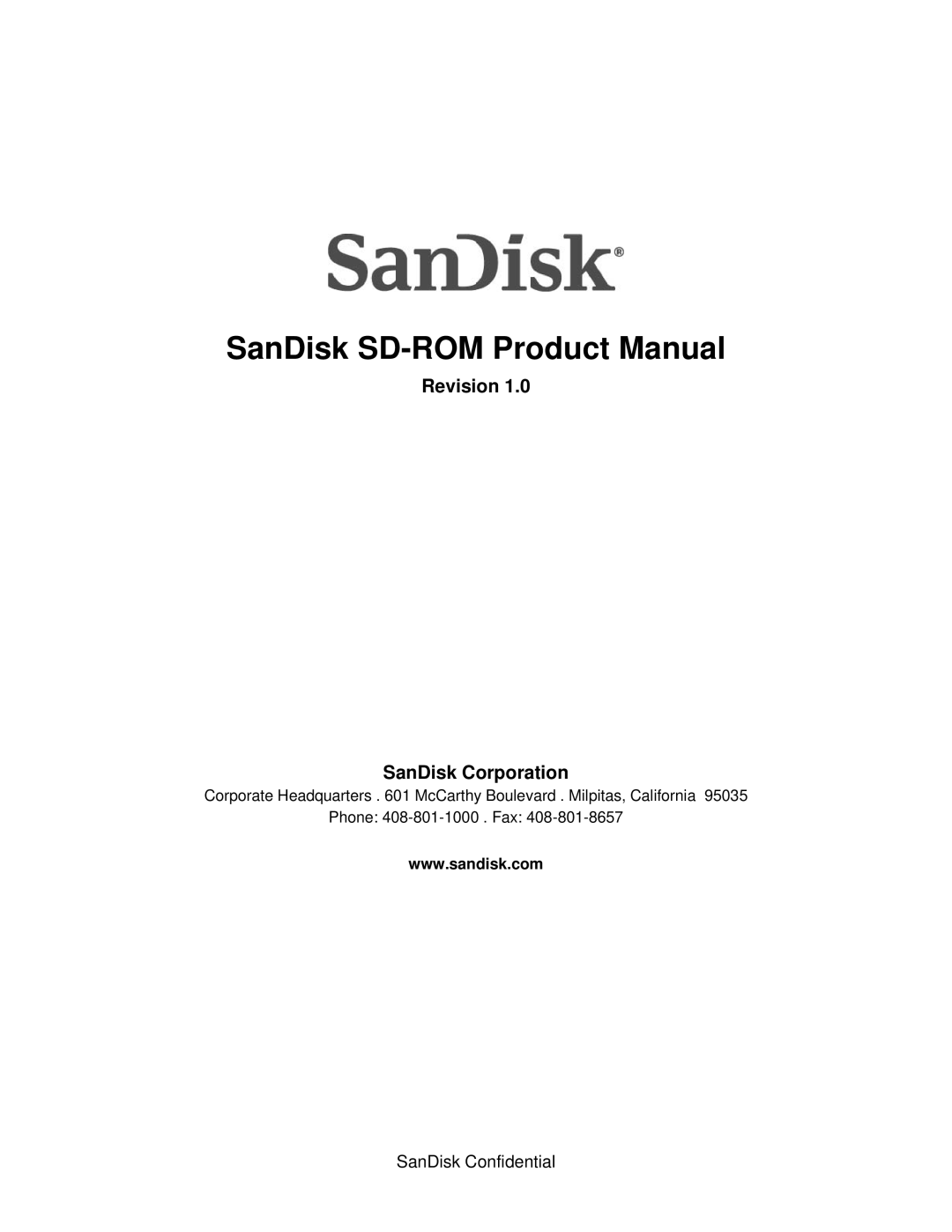 SanDisk SD128, SD064, SD032 manual SanDisk SD-ROM Product Manual 