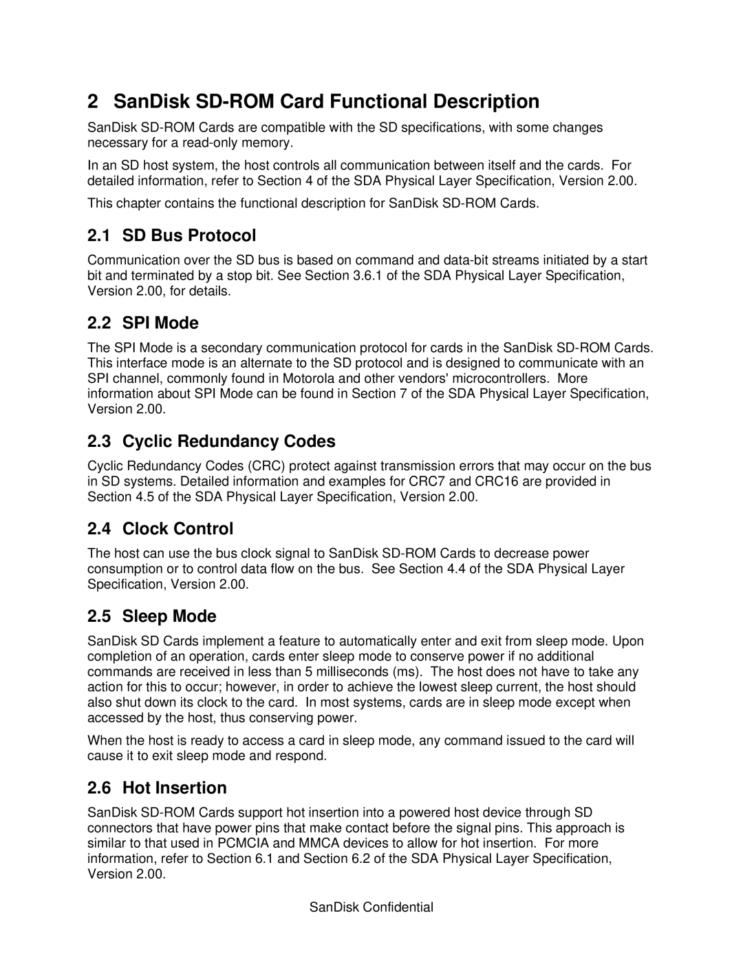 SanDisk SD128, SD064, SD032 manual SanDisk SD-ROM Card Functional Description 