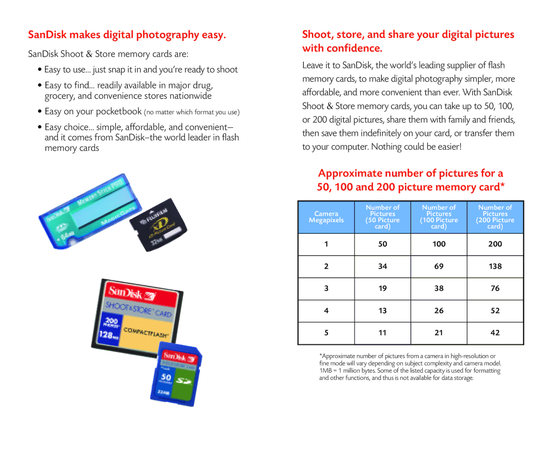 SanDisk SNS SanDisk makes digital photography easy, 200, Easy on your pocketbook no matter which format you use, 100, 138 