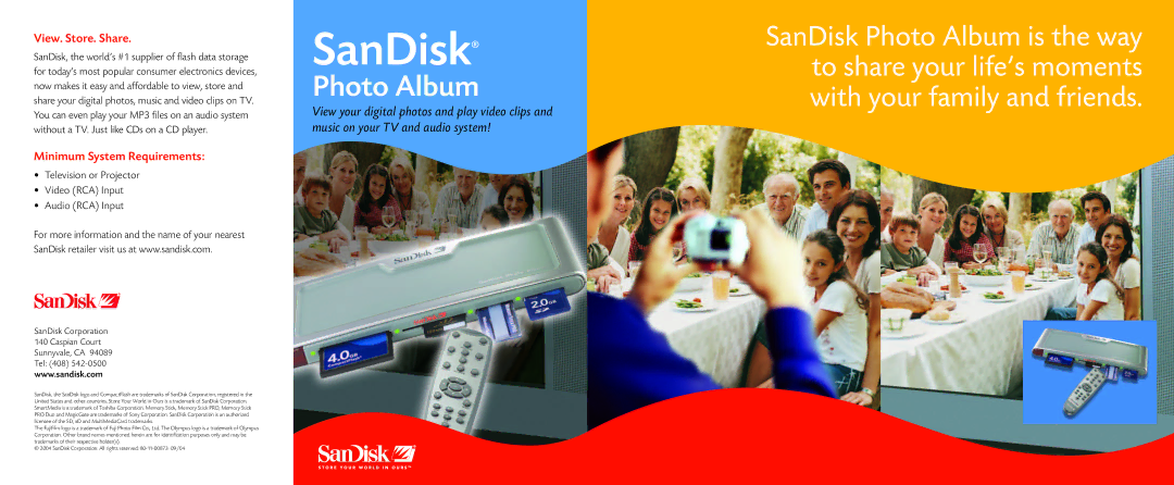 SanDisk 80-11-00873, SPA manual View. Store. Share, Minimum System Requirements 