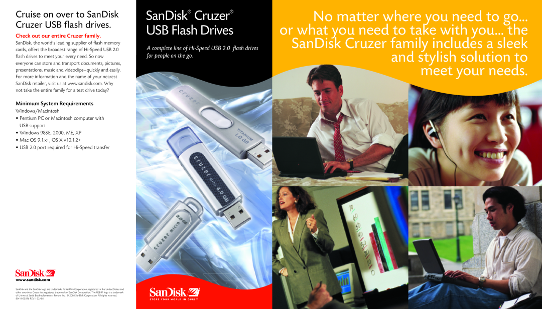 SanDisk Titanium manual Check out our entire Cruzer family, No matter where you need to go, Minimum System Requirements 